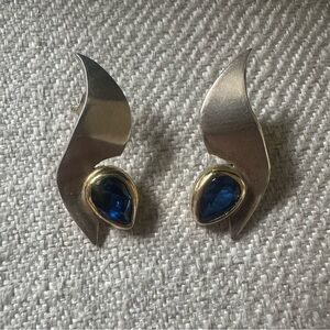 Elegant 925 Silver and Blue Earrings from Poland